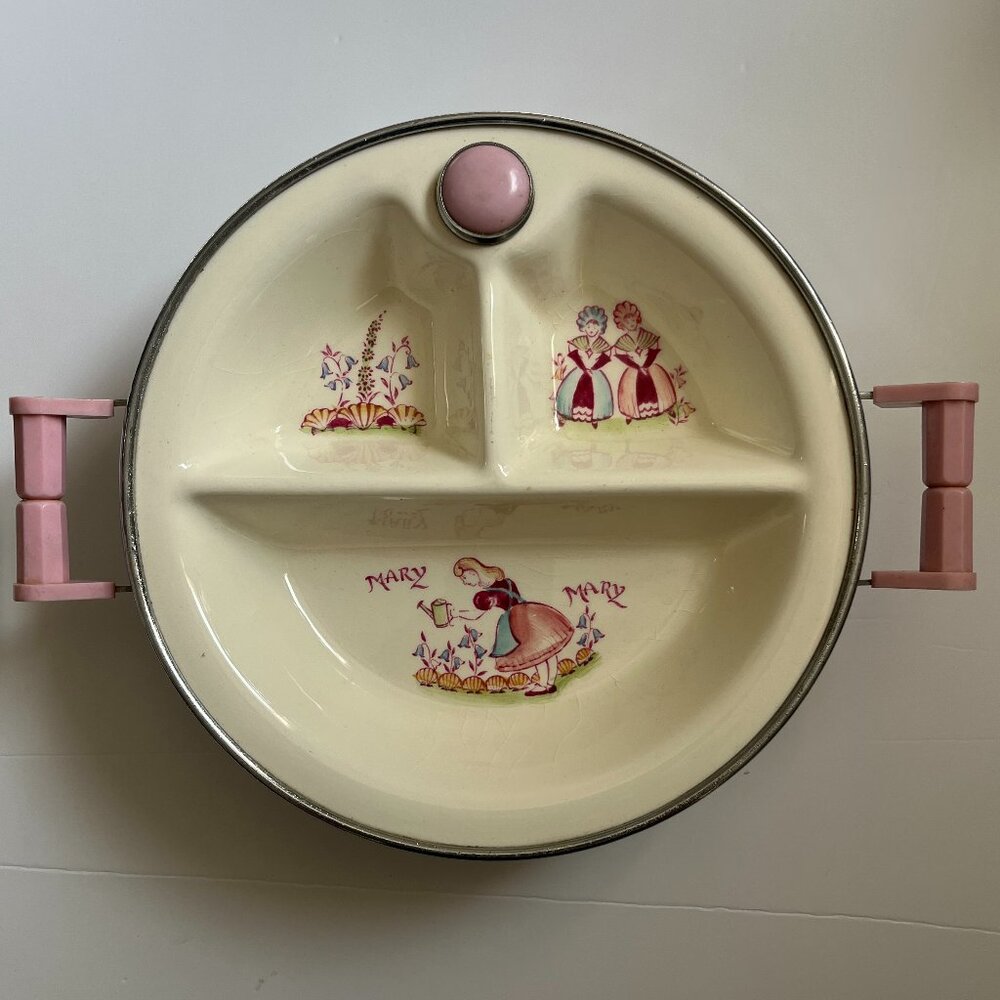 Vintage Baby Food Warming Divided Dish